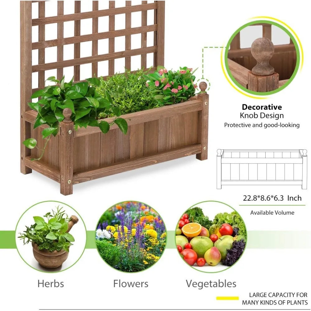 Wood Planter Raised, with Trellis - Good Bargain Finds