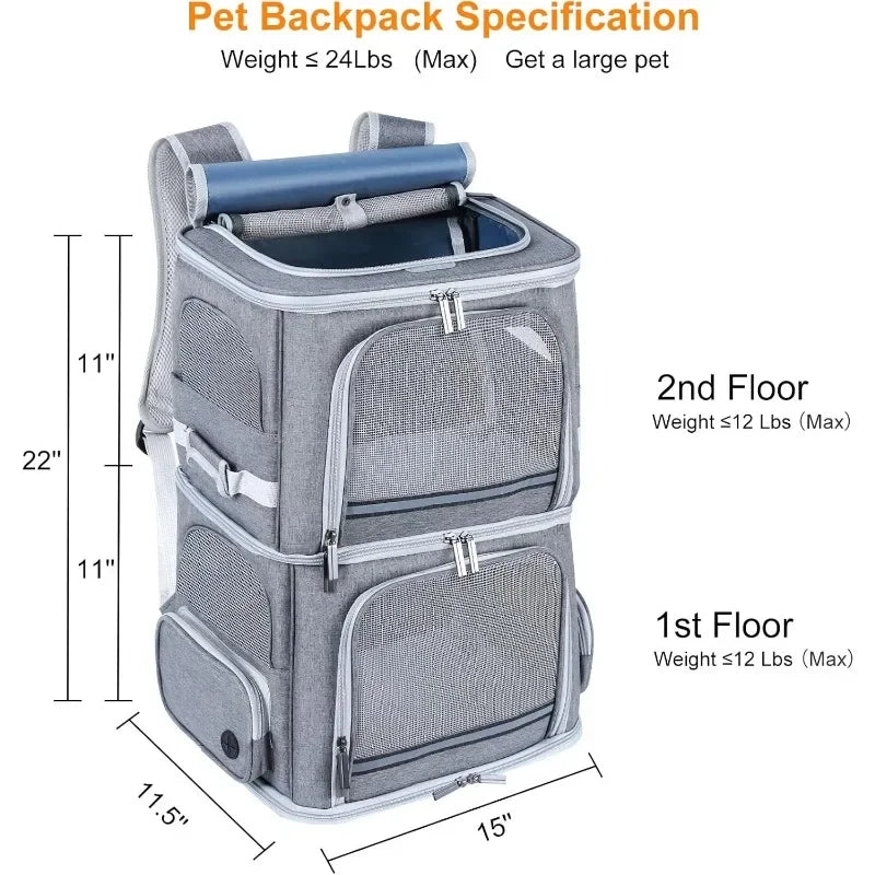 Double Cat Carrier, Dog Backpack Carriers ,small Dogs, Double Compartment