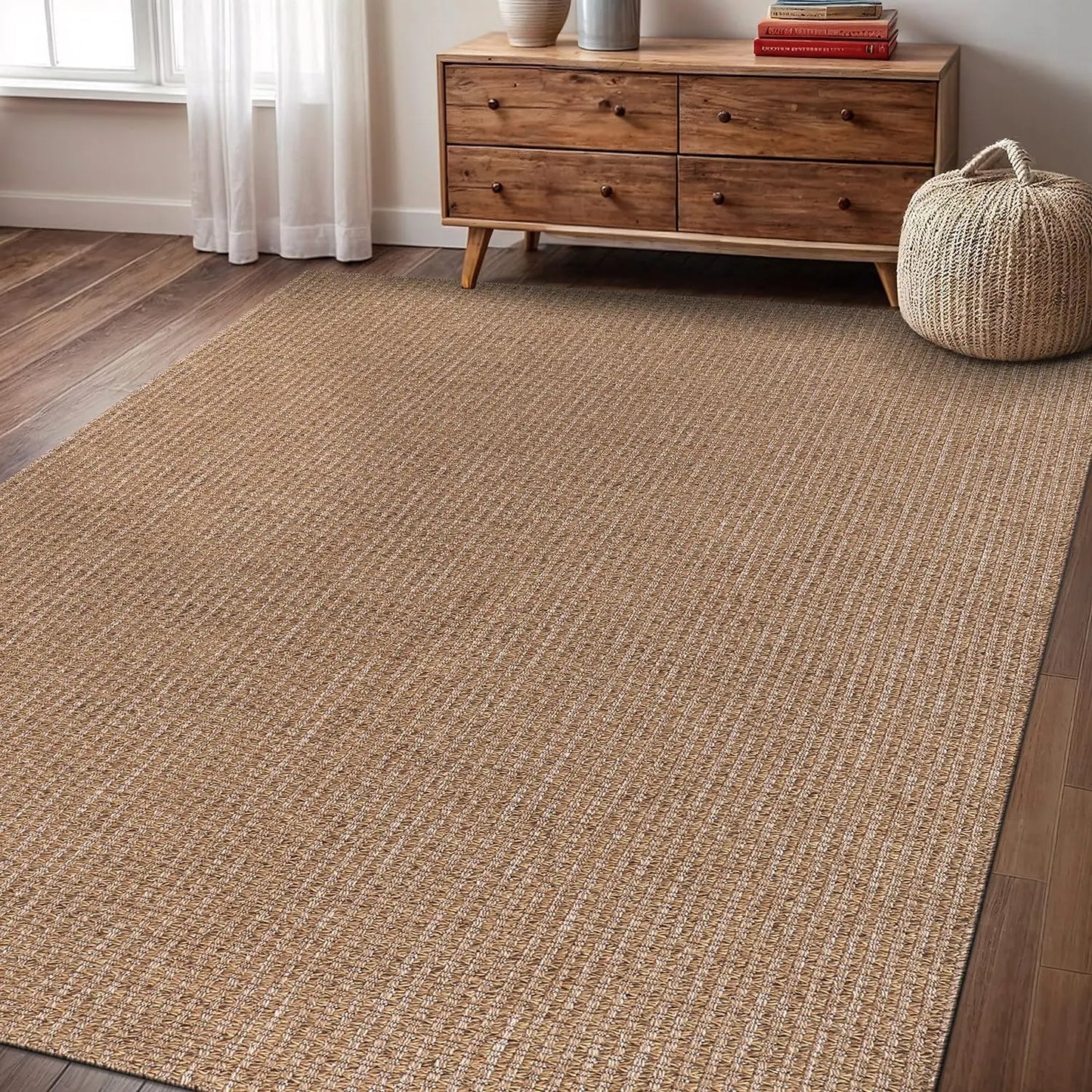 Jute Rug 5x7,Indoor/Outdoor Farmhouse Area Rug, Living Room, Kitchen Rug High Traffic Area