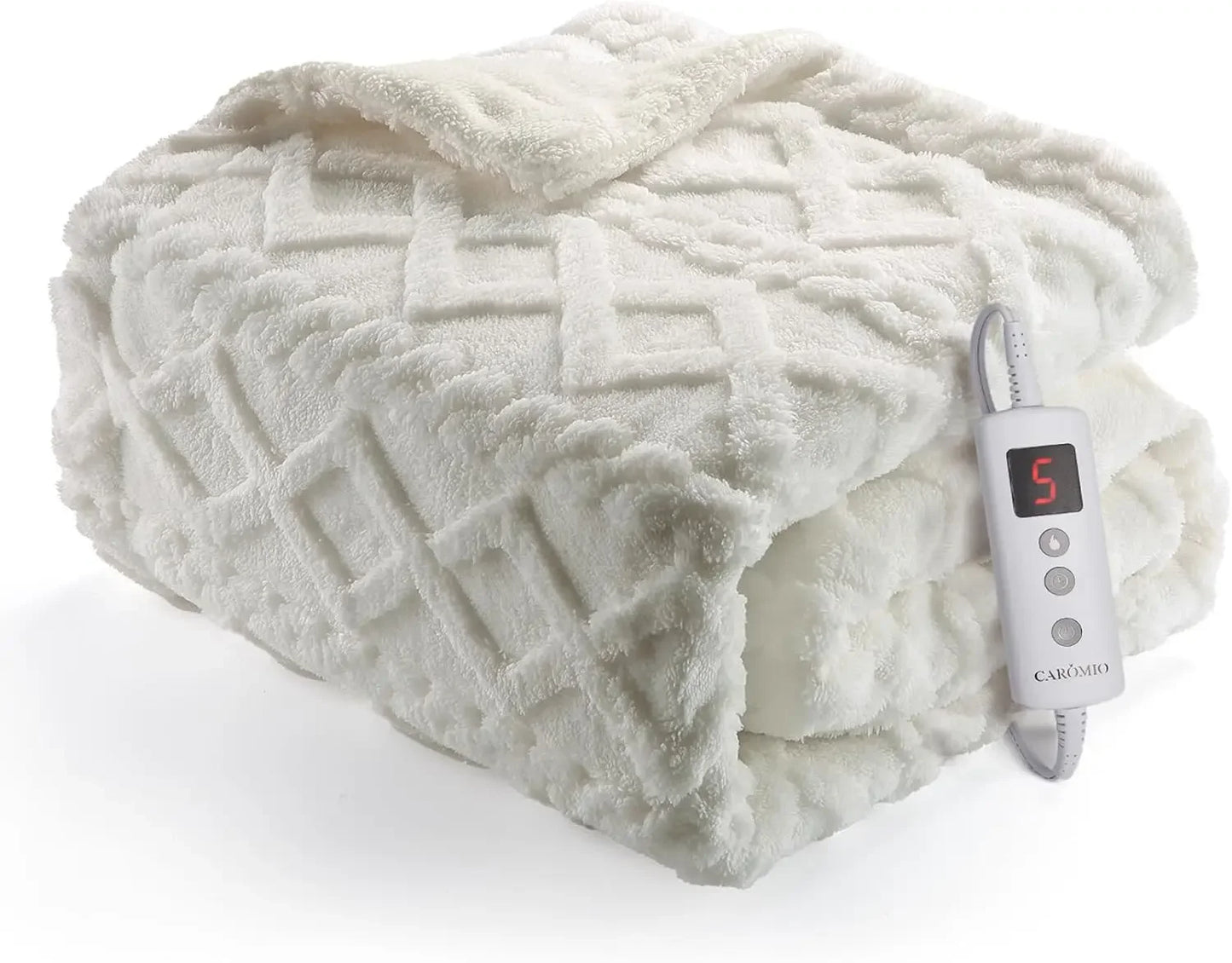 Thick Tufted Sherpa Electric Blanket Throw with 10 Heating Levels, 10 Time Settings