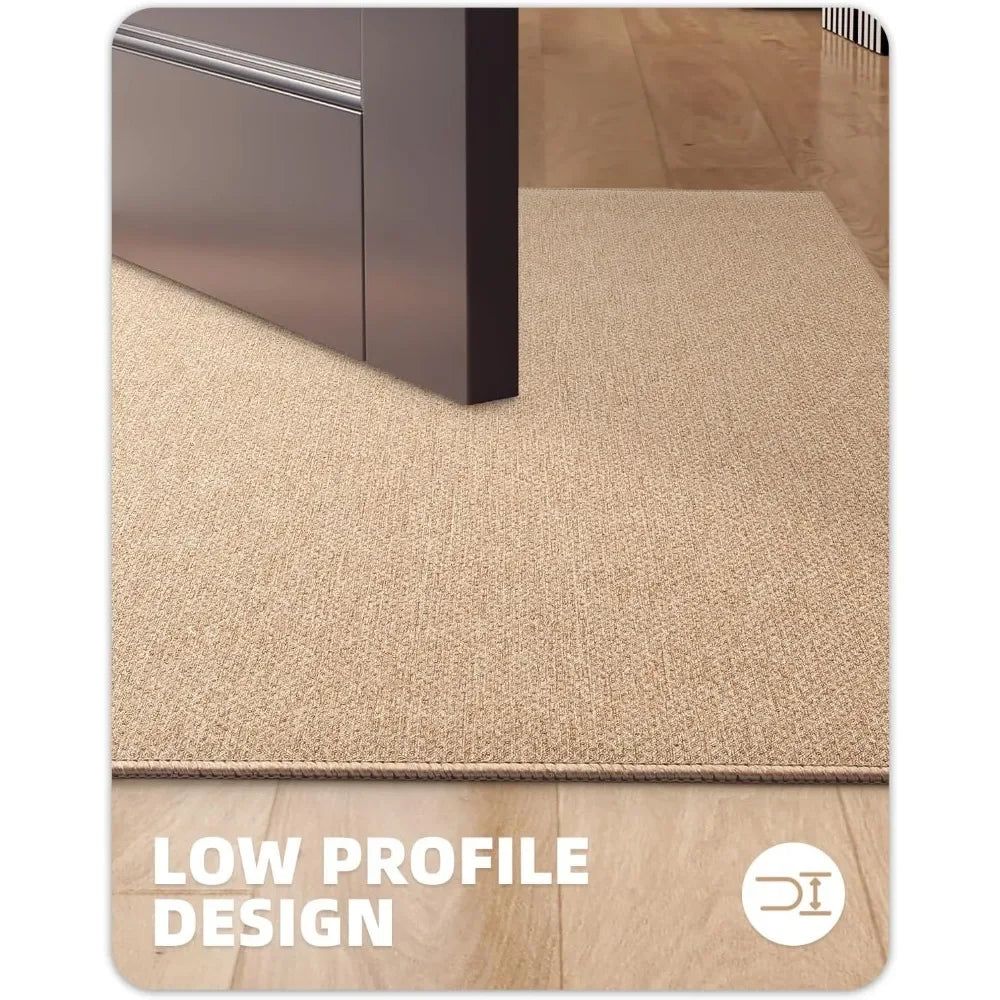 Door mat 36 "x60", carpet indoor anti slip washable low-key, khaki color