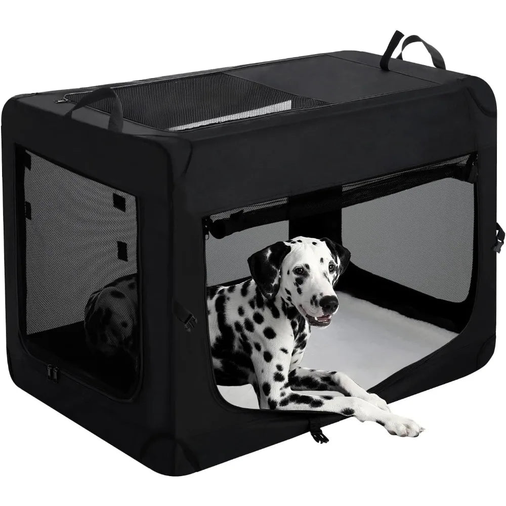 24 inch 3-Door Collapsible Dog Crate, Small Dogs, Portable Travel Crate, Indoor & Outdoor, Soft Side Puppy Foldable