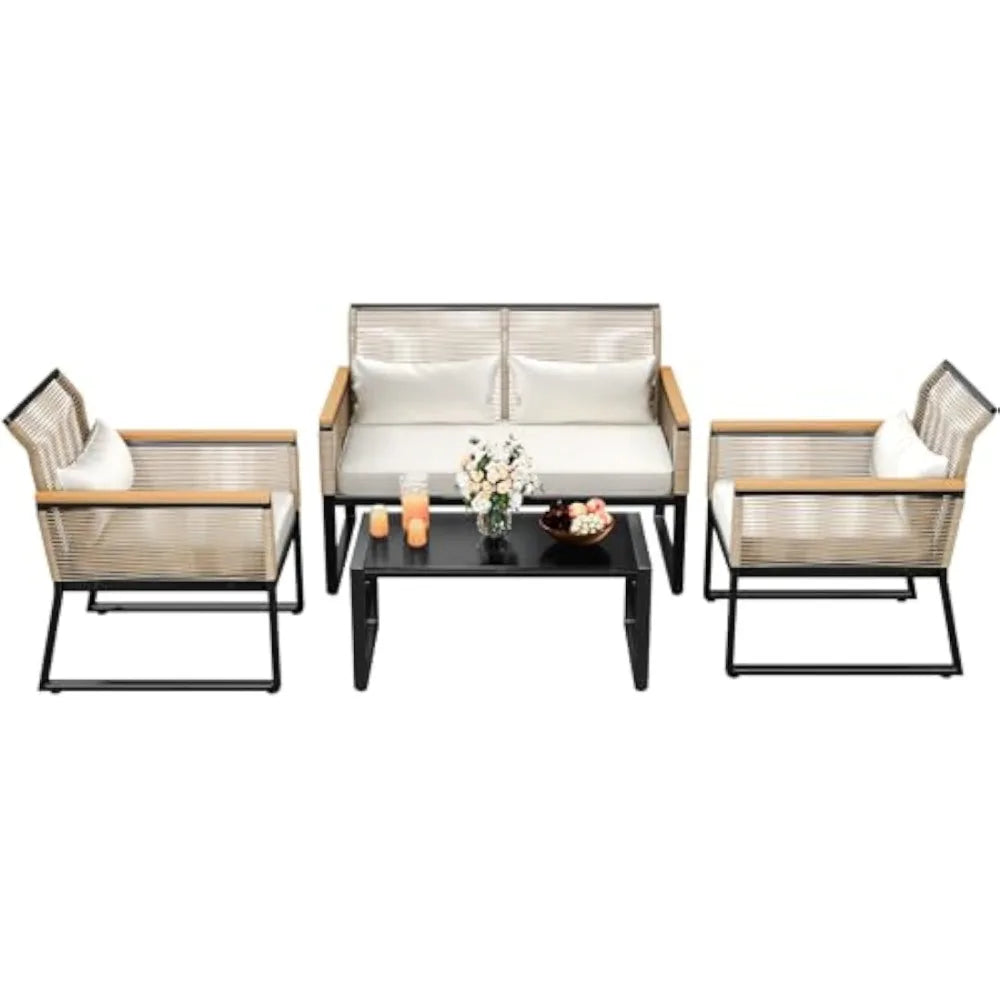 Wicker Outdoor Bistro Set, 4-Piece All Weather Rattan - Good Bargain Finds