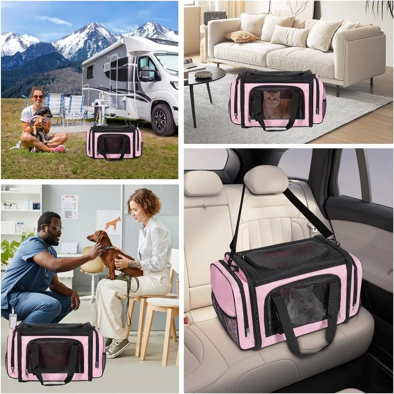 Large Cat Carrier for 2 Cats, Dog Carrier for Small Dogs, Traveling Indoor/Outdoor