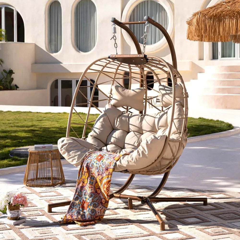 Wicker Swing Egg Chair with Stand, Rattan Wicker - Good Bargain Finds