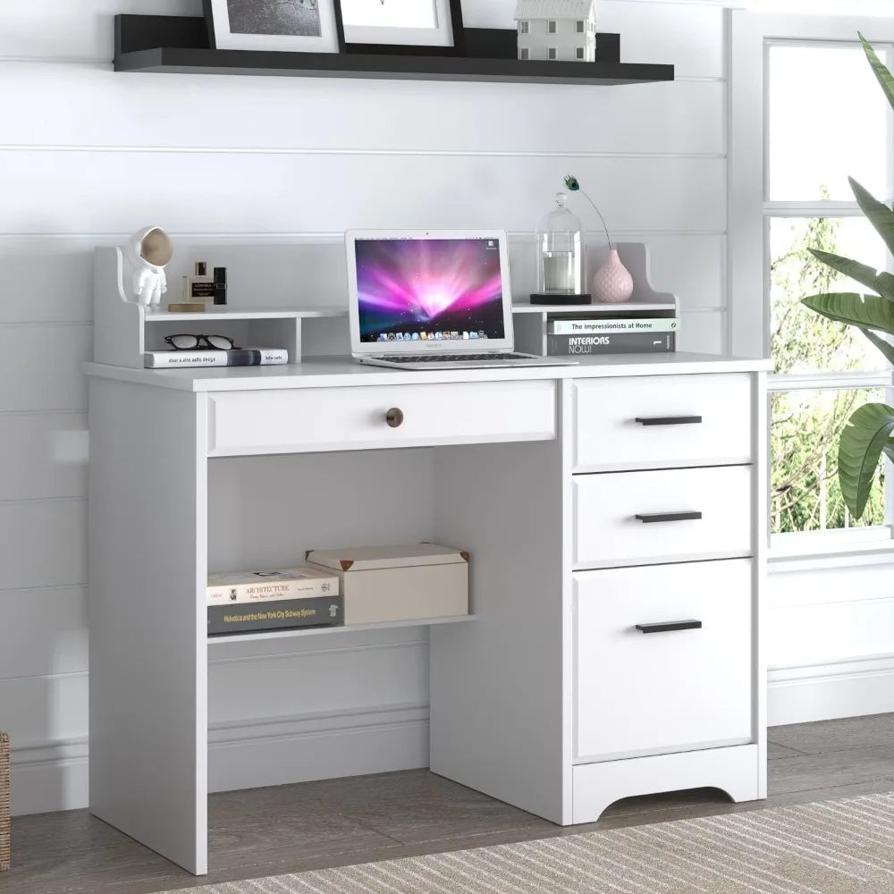 Computer Desk, 4 Drawers, 44 Inch, Monitor Stand