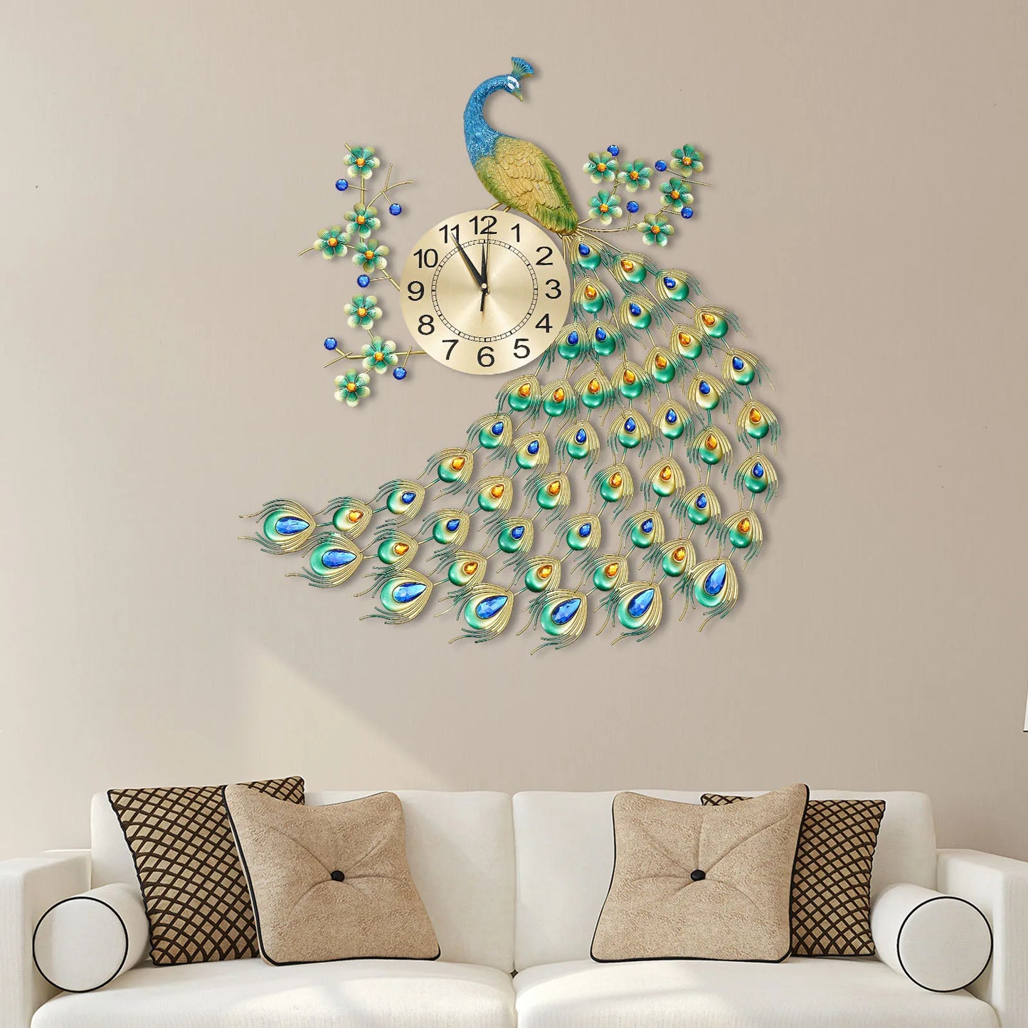 Peacock Wall Clock 75*65cm Exquisite Retro Decorations, Special Gift