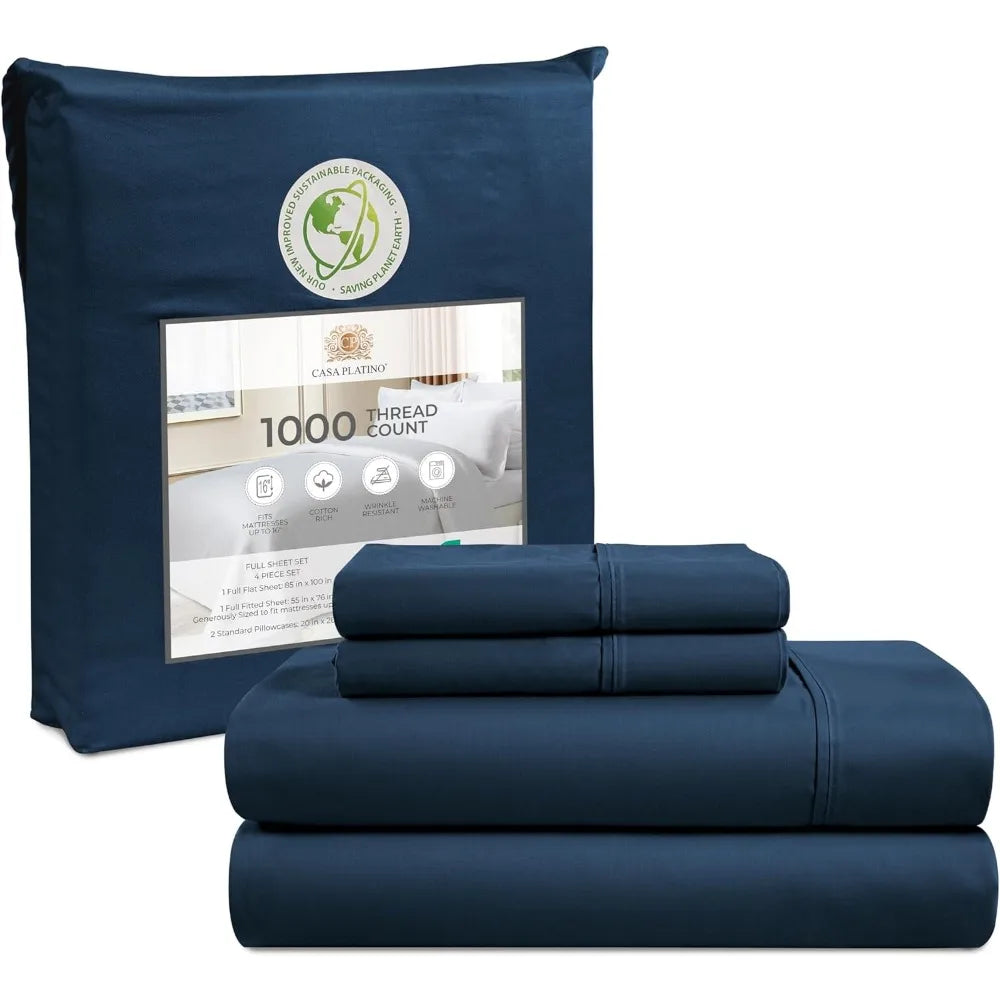 King or Queen Size Sheets 1000 Thread Count, 4 Piece Set