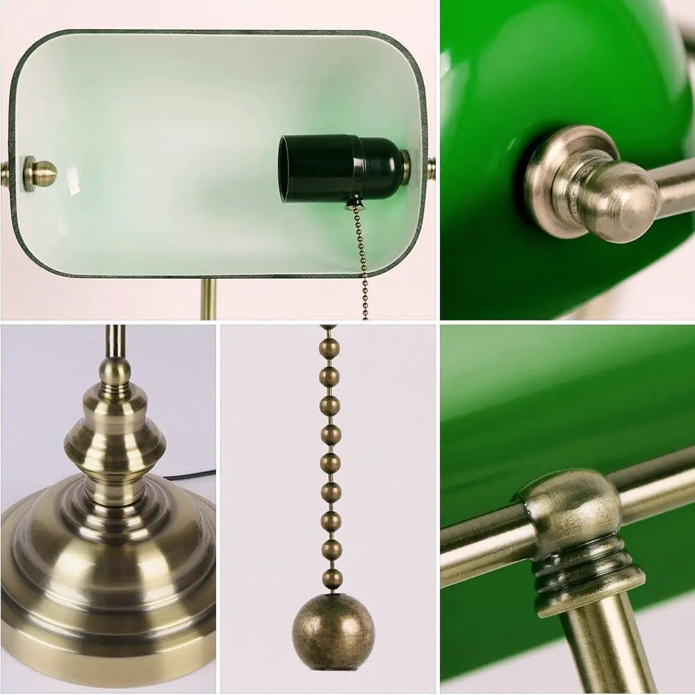 Classical table lamp,  Green glass lampshade cover/switch