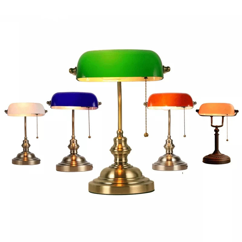 Classical table lamp,  Green glass lampshade cover/switch