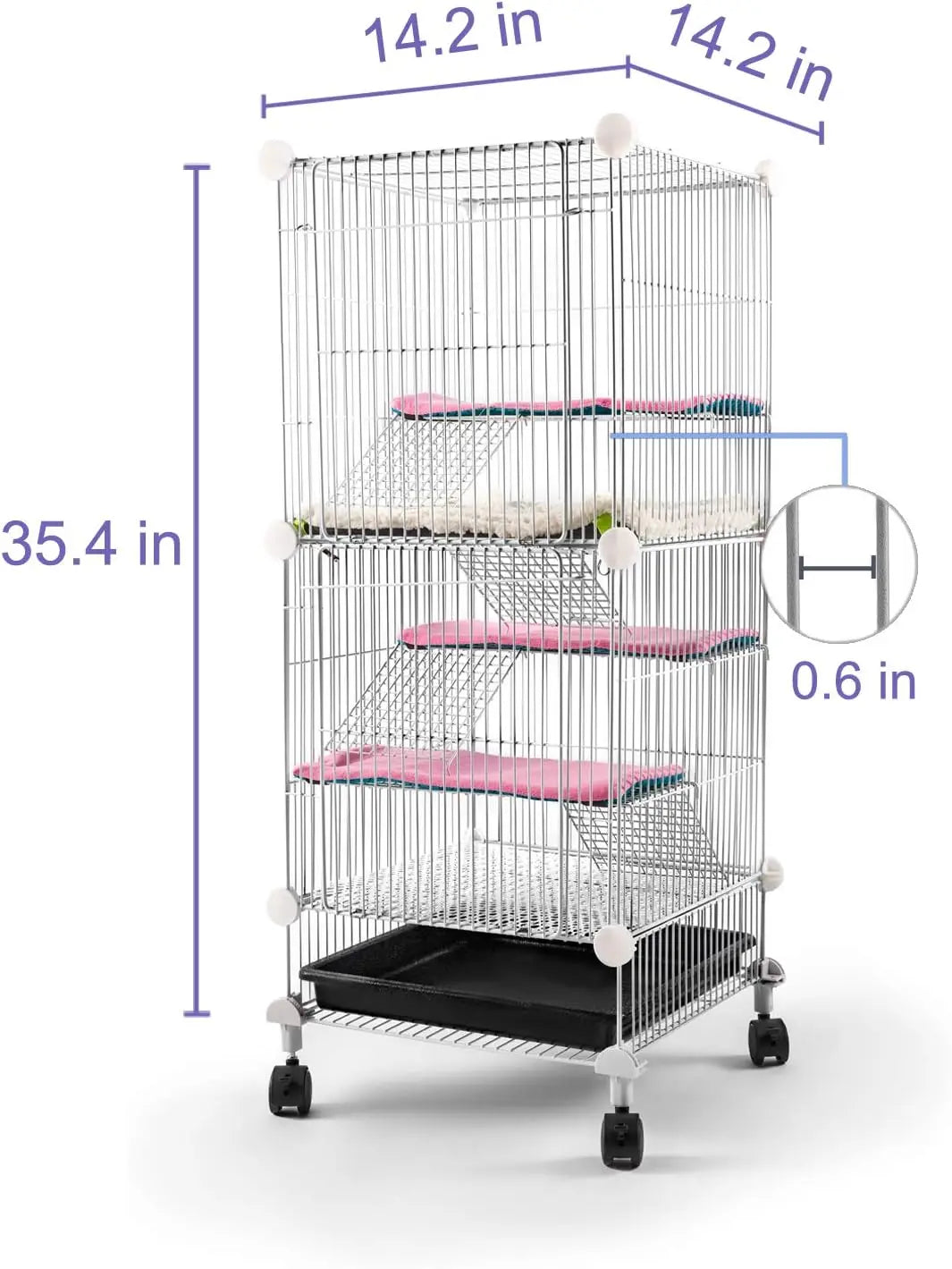 Cages for Hamster, Rat or Other Small Animals Indoor, Expandable/Stackable, 14x14x28 in