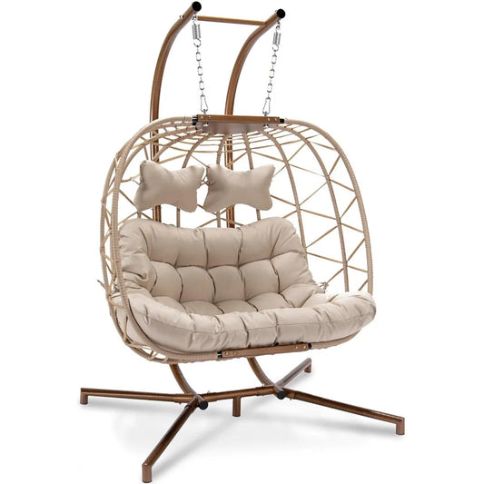 Wicker Swing Egg Chair with Stand, Rattan Wicker - Good Bargain Finds