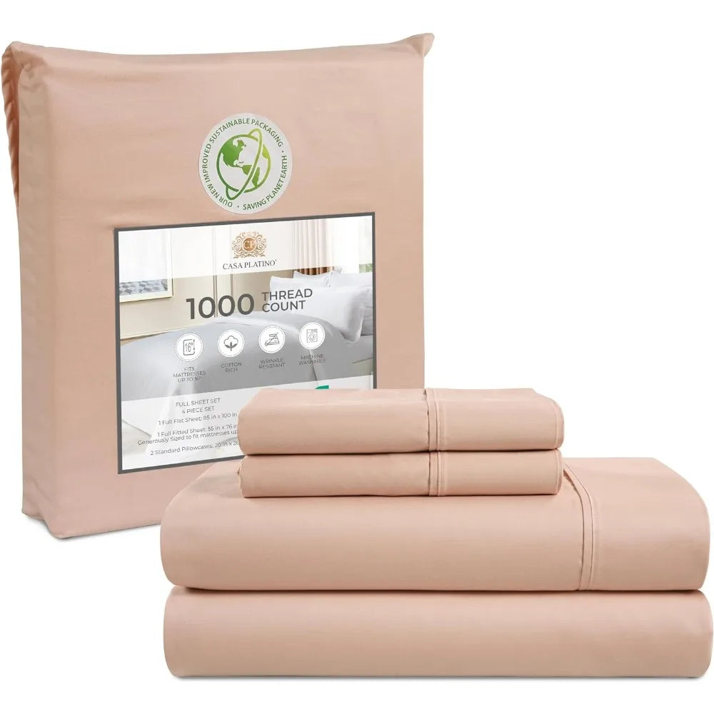 King or Queen Size Sheets 1000 Thread Count, 4 Piece Set