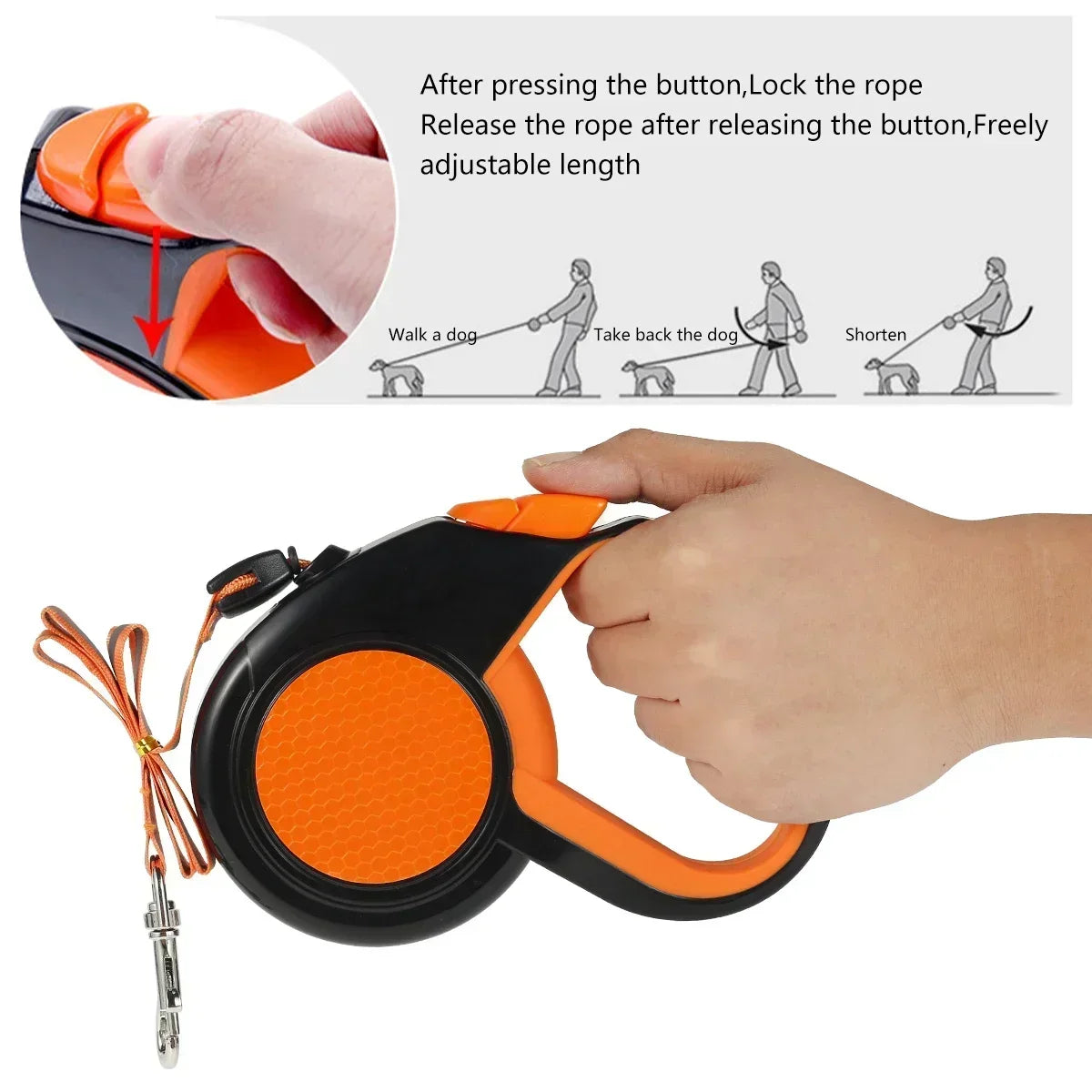 8M Retractable Lead Heavy Duty Dog Walking Leash. Strong Reflective Tape Non-Slip Handle for Small Medium Large Dogs