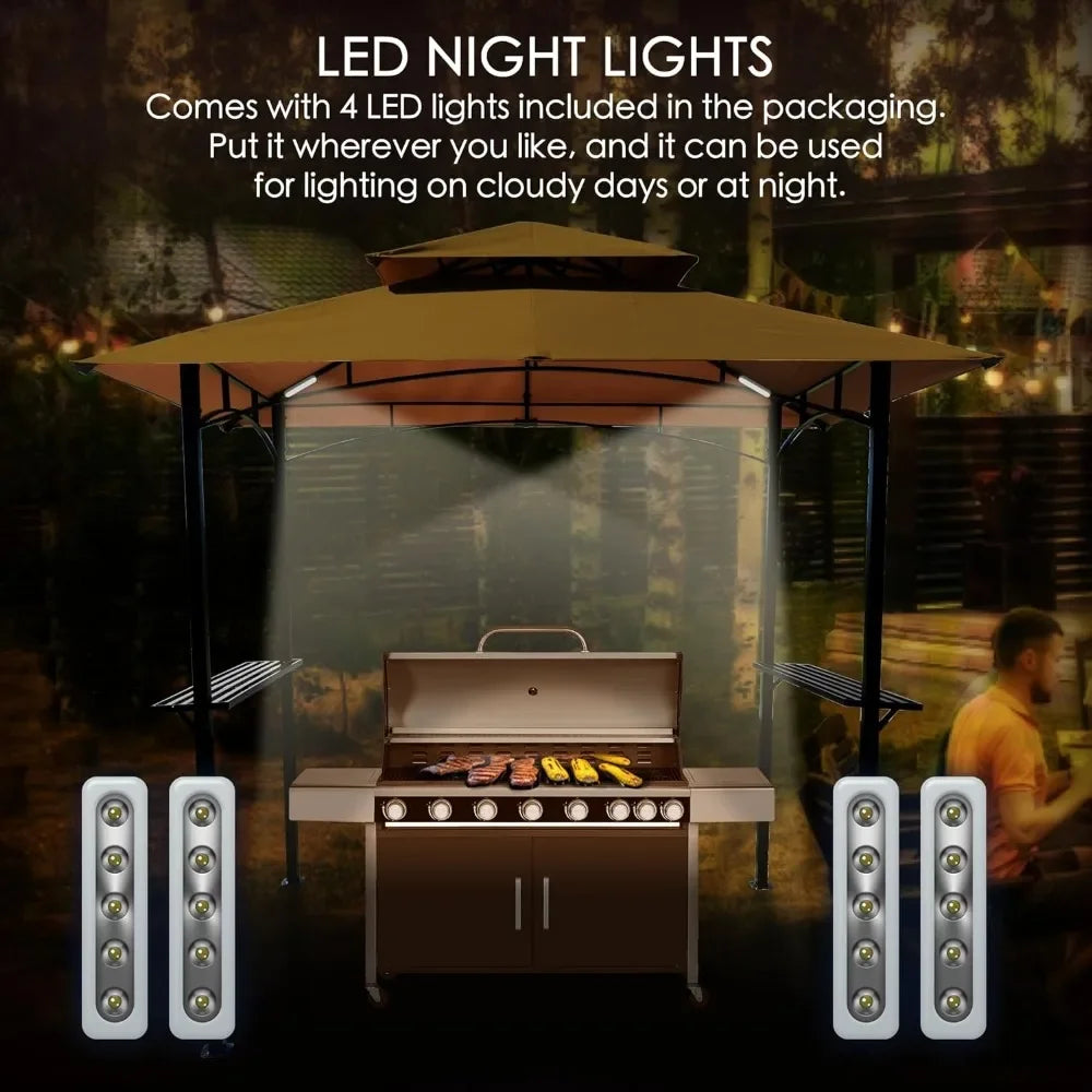 Gazebo Grill Canopy, 4pcs Detachable LED Light,8'X5' - Good Bargain Finds