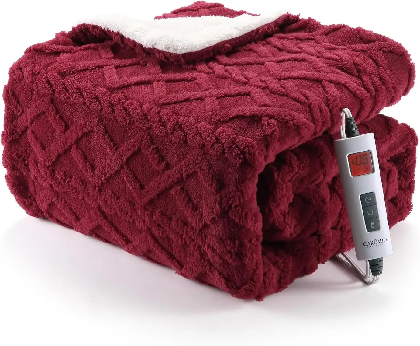 Thick Tufted Sherpa Electric Blanket Throw with 10 Heating Levels, 10 Time Settings