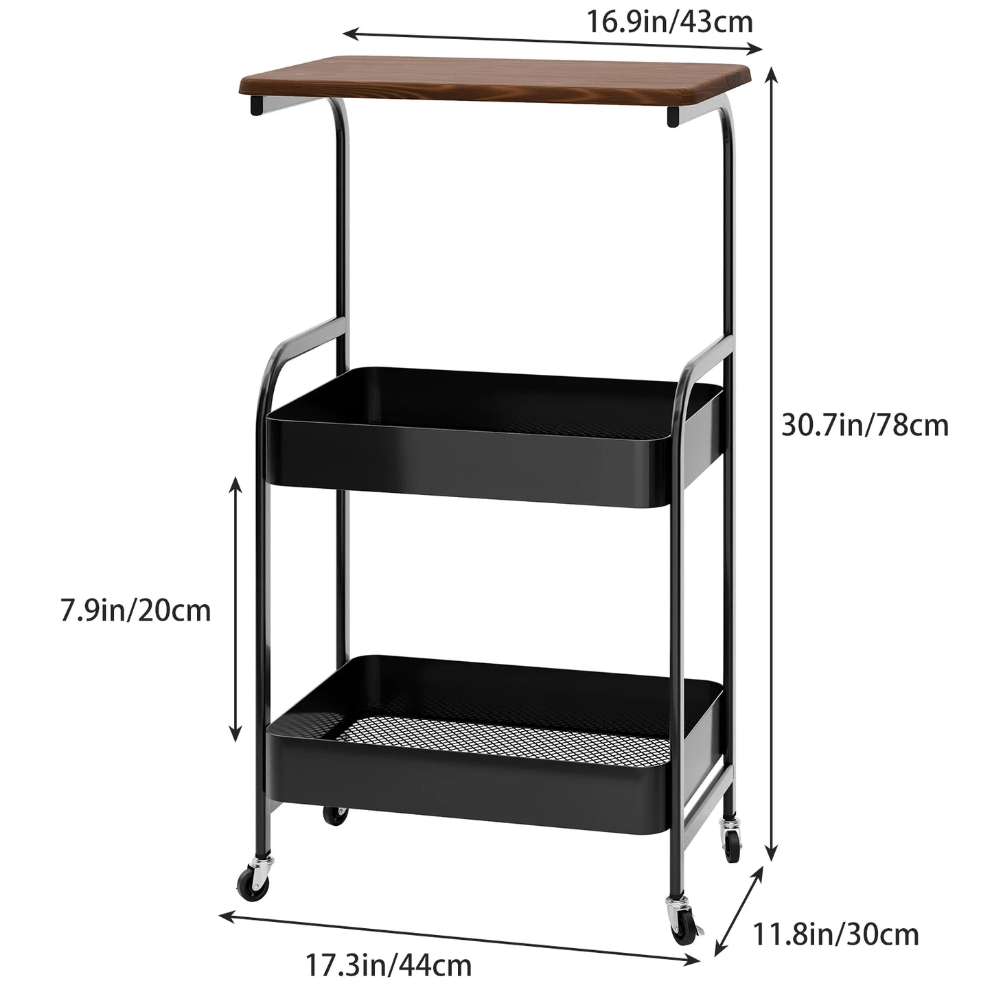 3 Tiers Trolley Rack , Snacks, Vegetable, Fruit, Microwave, Organizer