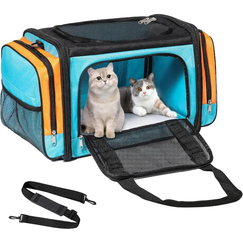 Large Cat Carrier for 2 Cats, Dog Carrier for Small Dogs, Traveling Indoor/Outdoor