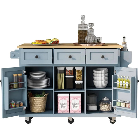 Drop-Leaf Countertop, Rolling Kitchen Island Cart, 3 Drawers