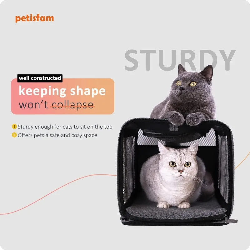 Soft Pet Carrier, Large- Medium Cats,  Small Dogs. Easy to Get in, Great for Cats That Don't Like Carriers