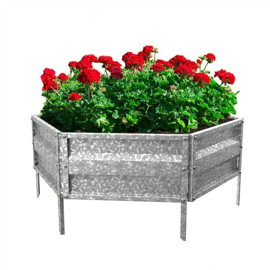 Raised Vintage Galvanized Metal Garden Planter for Yard Herbs ,Flowers Outdoor